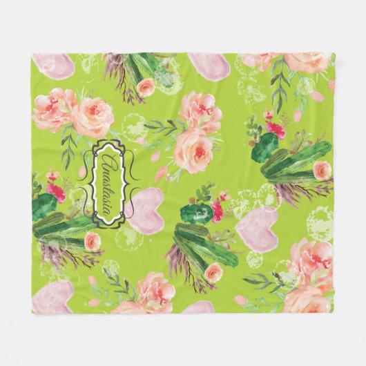 Personalisierte Kaktus grün Fleecedecke (Vorderseite (Horizontal))