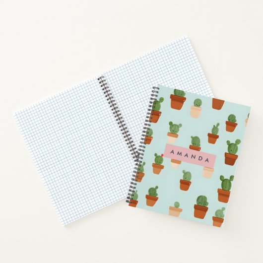 Personalisierte Kaktus mit Terracotta Pots Notizblock (Innenseite)