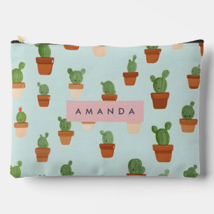 Personalisierte Kaktus mit Terracotta Pots Zubehörtasche