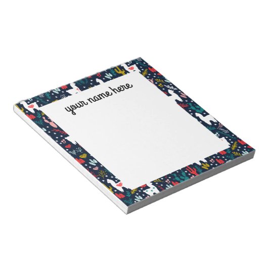 Personalisierte Kaktus und Alpaca Notepad Notizblock (angewinkelt)