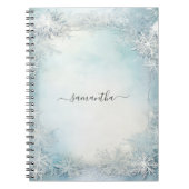 Personalisierte Kalligrafie Blaue Schneeflocke Notizblock (Vorderseite)