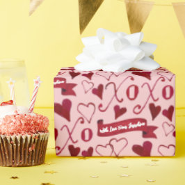 Personalisierte Kalligrafie Boho Valentinstag XOXO Geschenkpapier