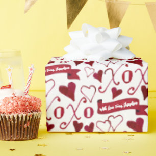 Personalisierte Kalligrafie Boho Valentinstag XOXO Geschenkpapier