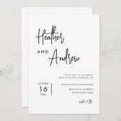 Personalisierte Kalligrafie Einfache Hochzeit Einladung (Vorne/Hinten)