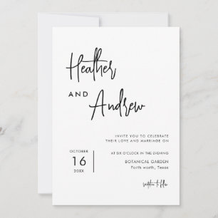 Personalisierte Kalligrafie Einfache Hochzeit Einladung