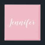 Personalisierte Kalligrafie Jennifer Namensgestalt Magnet<br><div class="desc">Erstellen Sie Ihr eigenes personalisiertes Design. Sie können die Farbe des handgeschriebenen Kalligraphie-Schriftartes in eine andere modische kursive Option ändern. Ändern Sie die Größe des Schriftartes, um das Design Ihres individuellen Namens anzupassen. Diese persönliche Textnachricht kann so viel des Druckbereichs aufnehmen, wie Sie möchten. Passen Sie den blass-rosa Hintergrund Ihrer...</div>