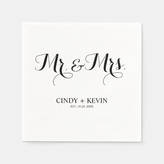 Personalisierte Kalligrafie - Mr. und Mrs. Wedding Serviette (Vorderseite)