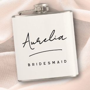 Personalisierte Kalligrafie Name Elfenbein Jungges Flachmann