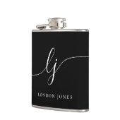 Personalisierte Kalligraphie Black Bachelorette Flachmann (Links)