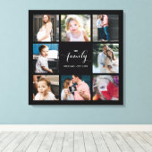 Personalisierte Kalligraphie-Familie 8 FotoCollage Leinwanddruck (Insitu (Holzboden))