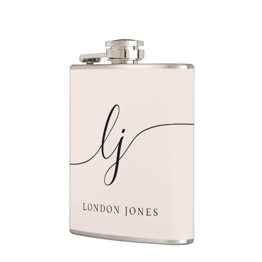 Personalisierte Kalligraphie Name Pink Bachelorett Flachmann (Links)