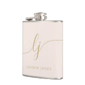 Personalisierte Kalligraphie Pink Gold Bachelorett Flachmann (Links)