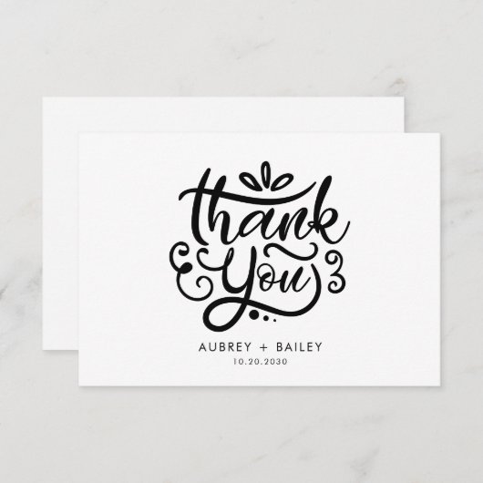 Personalisierte kalligraphische Hochzeit Danke Ver (Vorne/Hinten)