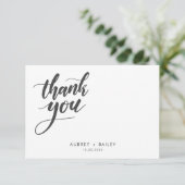 Personalisierte kalligraphische Hochzeit Vielen Da Dankeskarte (Stehend Vorderseite)