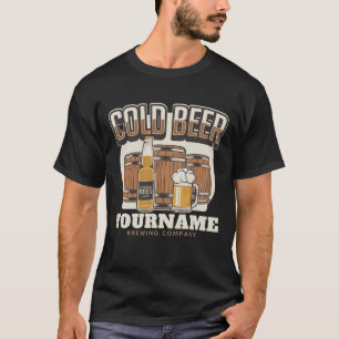 Personalisierte Kaltbier-Eichenfass-Brauerei-Braue T-Shirt