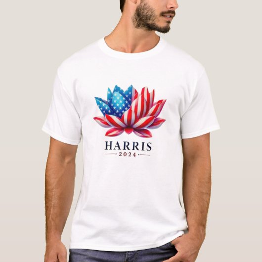 Personalisierte Kamala Harris Blume Amerika T-Shirt (Vorderseite)