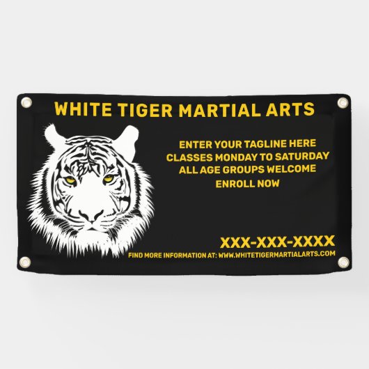 Personalisierte Kampfkunst des Weißen Tigers Banner (Horizontal)
