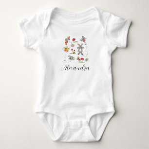 Personalisierte Kaninchen, Schmetterlinge, Blumen Baby Strampler