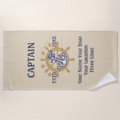 Personalisierte Kapitän-Crew Kapitän-erster Strandtuch (Vorderseite)