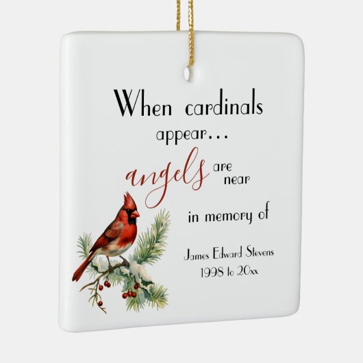 Personalisierte Kardinal-Engel im Gedenken an Keramikornament (Rechts)