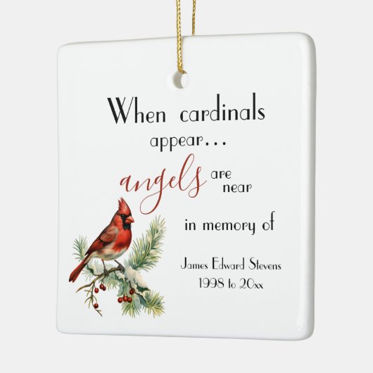 Personalisierte Kardinal-Engel im Gedenken an Keramikornament (Links)