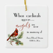 Personalisierte Kardinal-Engel im Gedenken an Keramikornament (Vorderseite)