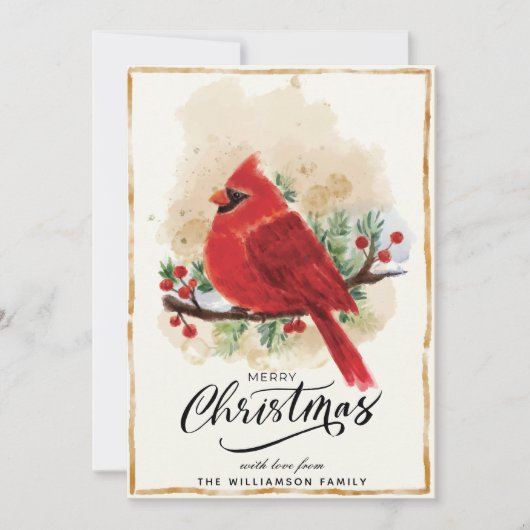 Personalisierte Kardinal Weihnachtskarte Feiertagskarte (Vorderseite)