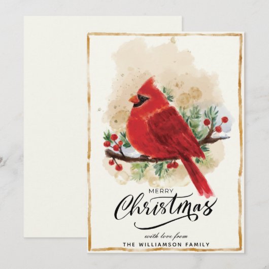 Personalisierte Kardinal Weihnachtskarte Feiertagskarte (Vorne/Hinten)