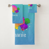 Personalisierte karibische Muscheln mit Blasen Badhandtuch Set (Insitu)