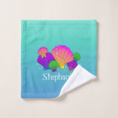 Personalisierte karibische Muscheln mit Blasen Badhandtuch Set (Waschlappen)