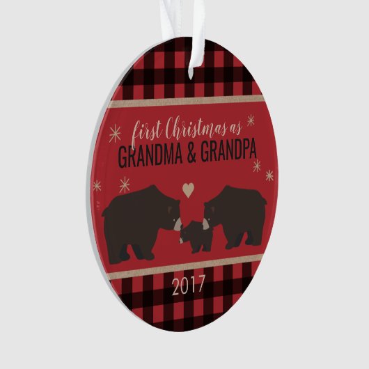 Personalisierte Karierte Grandelmütter-Acrylschmuc Ornament (Vorderseite)
