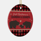 Personalisierte Karierte Großeltern-Ornament Keramikornament (Rechts)