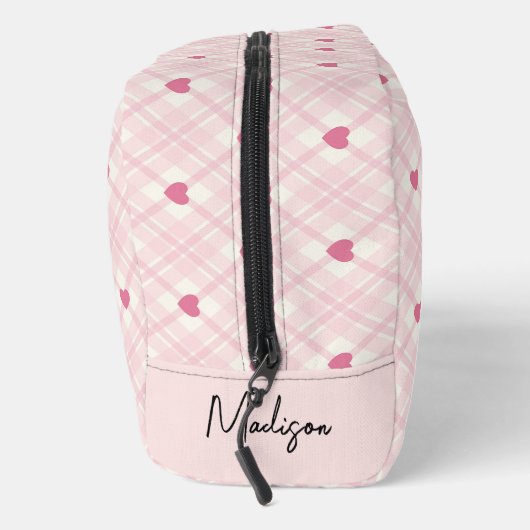 Personalisierte Karierte Herzen Waschbeutel (Rechts)