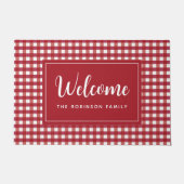 Personalisierte Karierte Monogramm in Red White Wi Fußmatte (Vorderseite)