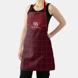 Personalisierte Karierte Monogramm Red Tartan Schü Schürze