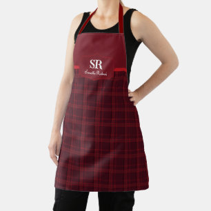Personalisierte Karierte Monogramm Red Tartan Schü Schürze