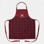 Personalisierte Karierte Monogramm Red Tartan Schü Schürze (Vorderseite)