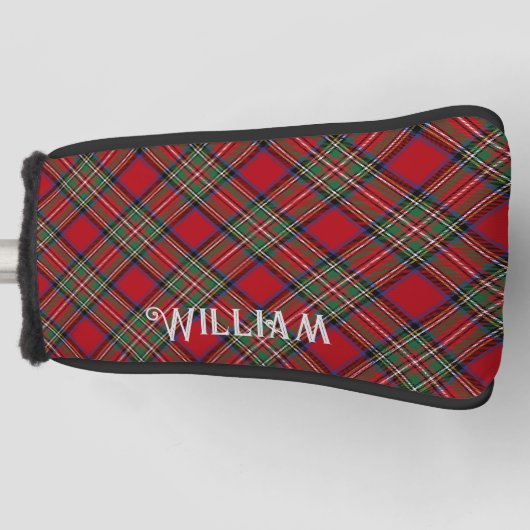 Personalisierte Karierte Rot- und Grüne Stewart Ta Golf Headcover (Vorderseite)