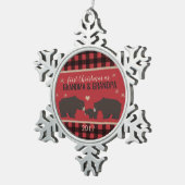 Personalisierte karierte schneeflocken Zinn-Ornament (Rechts)