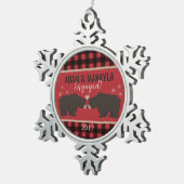 Personalisierte Karierte Verlobung Schneeflocken Zinn-Ornament (Rechts)