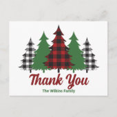 Personalisierte Karierte Weihnachtsbäume - Danke Postkarte (Vorderseite)