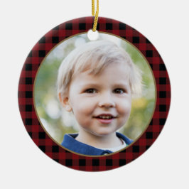Personalisierte Karierte Weihnachtsfeier Keramik Ornament