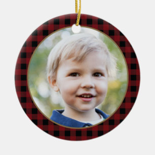 Personalisierte Karierte Weihnachtsfeier Keramik Ornament