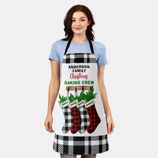 Personalisierte Karierte Weihnachtsgebäck Crew Schürze (Getragen)