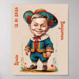 Personalisierte Karikatur eines Kindes im spanisch Poster