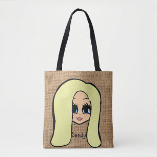 Personalisierte Karikatur Jute Print Tasche Blonde