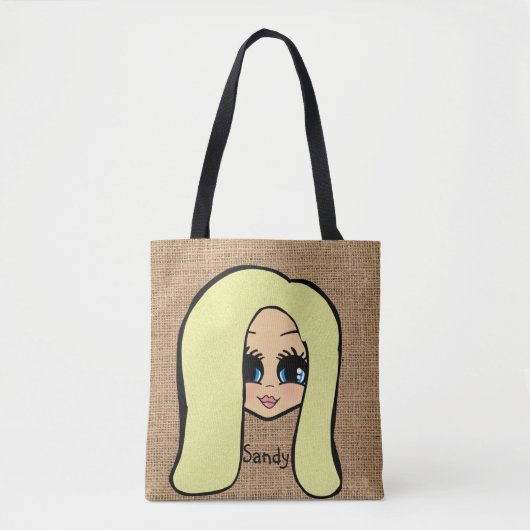 Personalisierte Karikatur Jute Print Tasche Blonde (Vorderseite)