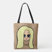 Personalisierte Karikatur Jute Print Tasche Blonde (Rückseite)