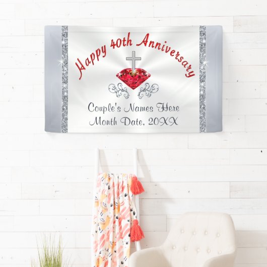 Personalisierte karminrote glückliche 40. banner (Insitu)