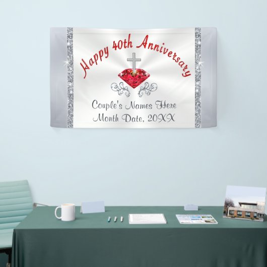 Personalisierte karminrote glückliche 40. banner (Messeveranstaltung)